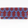 Beaded Clutch- Fern Blue Red