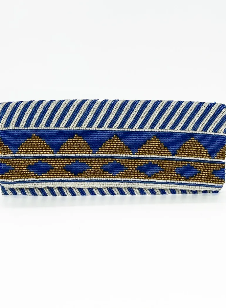 Beaded Clutch- Mezcal Blue Gold
