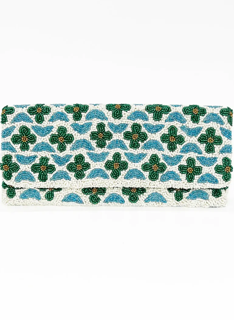 Beaded Clutch- Veranda Blue Green