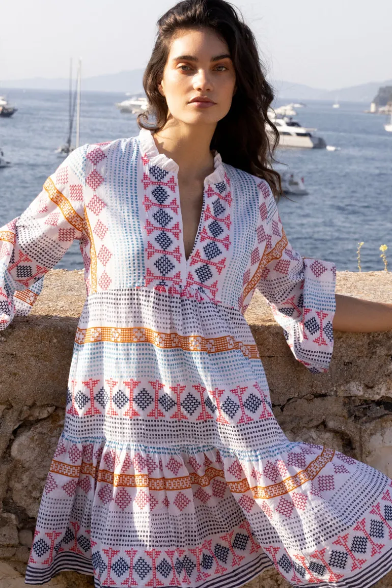 Bell Sleeve Tiered Mini- Casablanca Multi