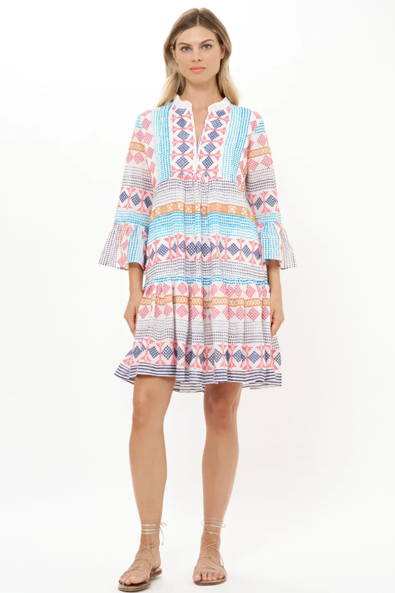 Bell Sleeve Tiered Mini- Casablanca Multi