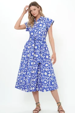 Belted Shirt Dress- Eclipse Blue