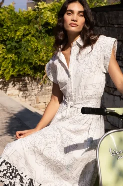 Belted Shirt Dress- Roma White