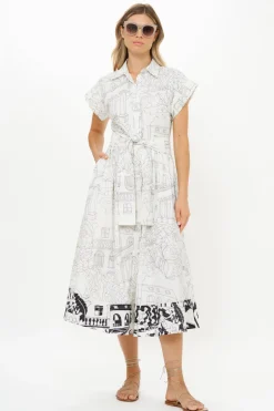 Belted Shirt Dress- Roma White
