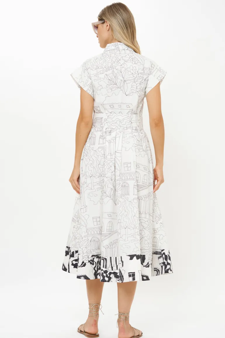 Belted Shirt Dress- Roma White