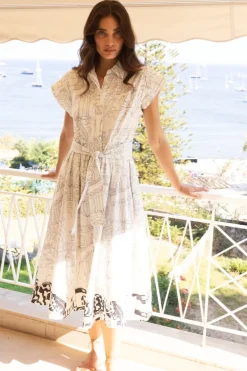 Belted Shirt Dress- Roma White