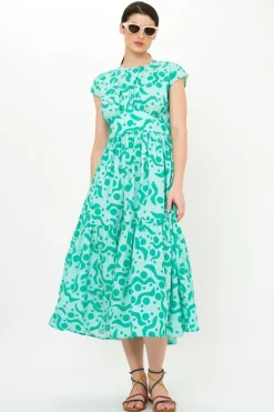 Cap Sleeve Midi- Acadia Aqua