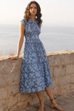 Cap Sleeve Midi- Pretoria Navy