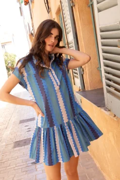 Cap Sleeve Mini- Meko Blue