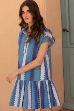 Cap Sleeve Mini- Meko Blue