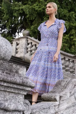 Cinched Flirty Midi- Clover Blue