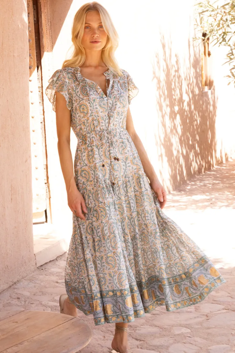 Cinched Flirty Midi- Marseille Green