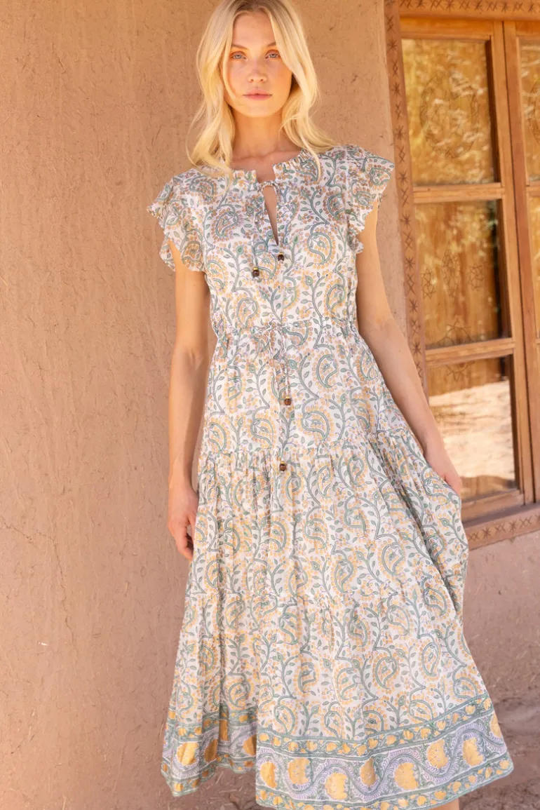 Cinched Flirty Midi- Marseille Green