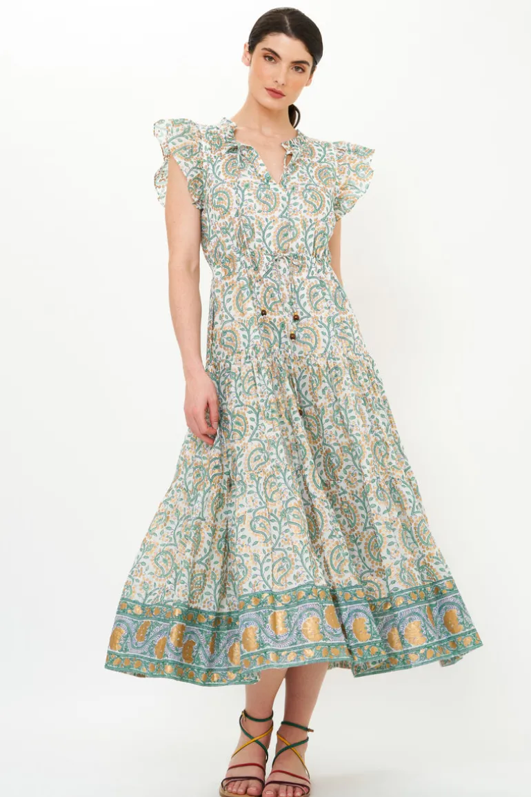 Cinched Flirty Midi- Marseille Green