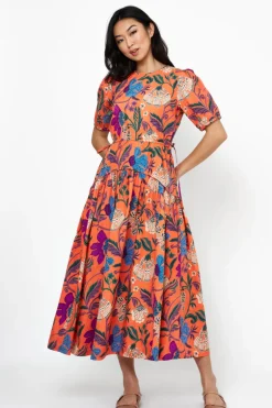 Cinched Waist Puff Maxi- Turin Red