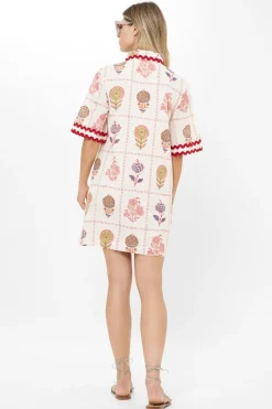 Collared Shirt Dress Mini- Taormina Cream