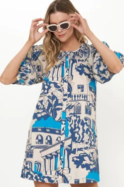 Embroidered Button Mini- Roma Blue