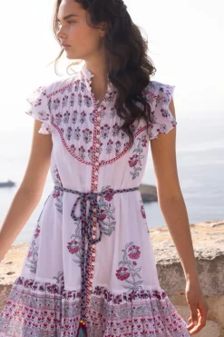 Flirty High Neck Button Mini- Napa Red