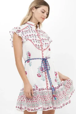 Flirty High Neck Button Mini- Napa Red