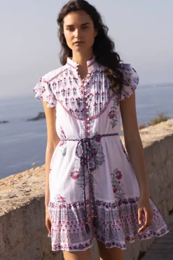 Flirty High Neck Button Mini- Napa Red