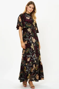 Flirty Mock Neck Maxi- Turin Wine