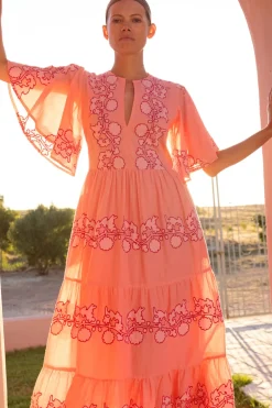 Flirty V-Neck Maxi- Tangier Pink