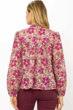 Long Sleeve Pintuck Blouse- Matera Pink