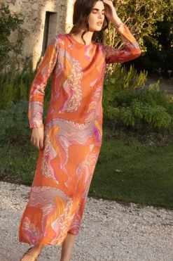 Long Sleeve Shift Maxi- Arabia Toffee