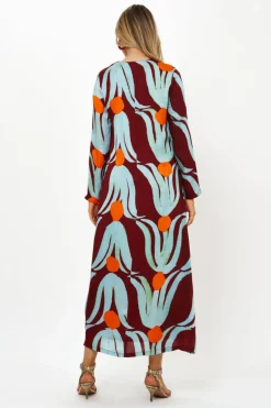 Long Sleeve Shift Maxi- Tulip Orange
