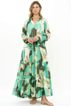 Long Sleeve Tassel Maxi- Ginkgo Green
