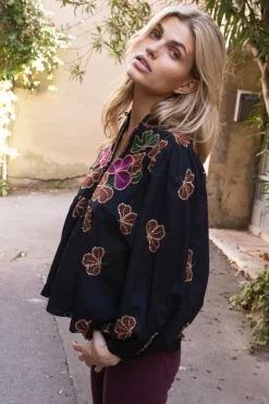 Mandarin Balloon Top- Almay Black