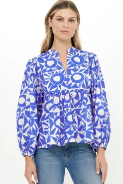 Mandarin Balloon Top- Eclipse Blue