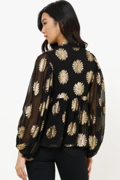 Mandarin Balloon Top- Peony Black