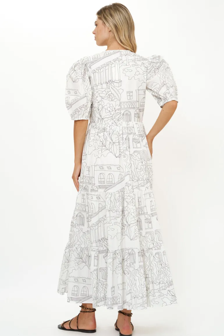 Puff Sleeve Maxi- Roma White