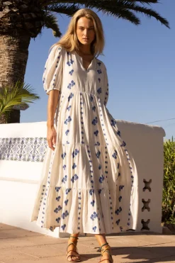 Puff Sleeve Maxi- Wicklow Blue
