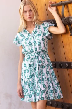 Ruffle Collar Button Mini- Toscana Green