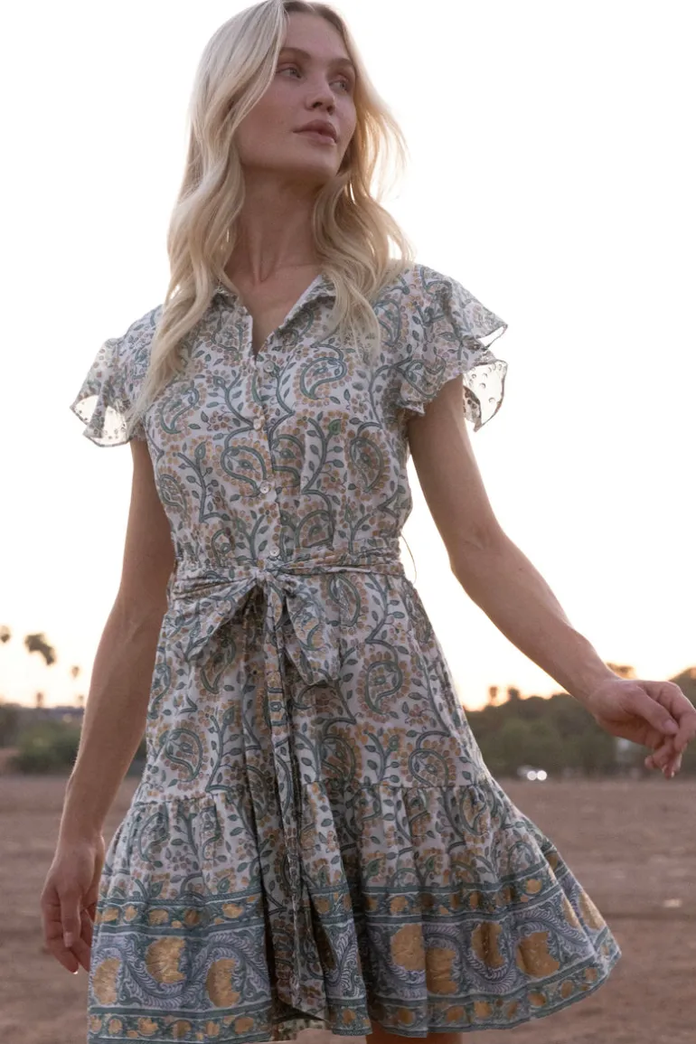 Ruffle Collar Button Mini- Marseille Green