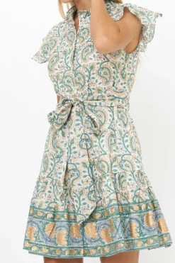 Ruffle Collar Button Mini- Marseille Green