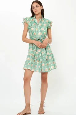 Ruffle Collar Button Mini- Mughal Green