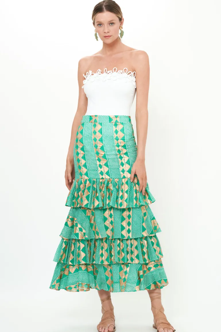 Ruffle Maxi Skirt- Ascot Teal