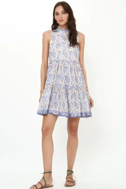 Ruffle Tiered Short- Marseille Blue