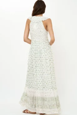 Ruffle V-Neck Maxi- Juniper Olive