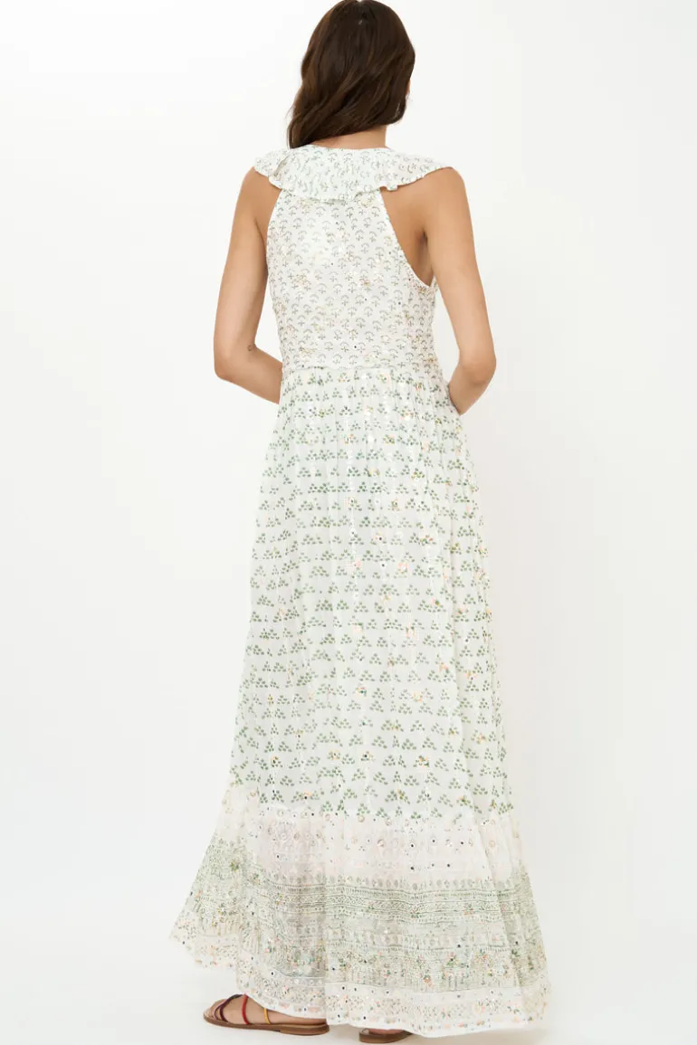 Ruffle V-Neck Maxi- Juniper Olive