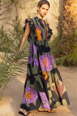 Scallop Pintuck Maxi- Bergen Olive