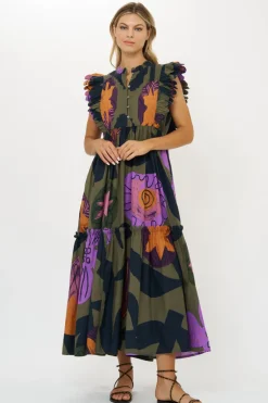 Scallop Pintuck Maxi- Bergen Olive