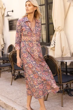 Shirt Dress Maxi- Matera Navy