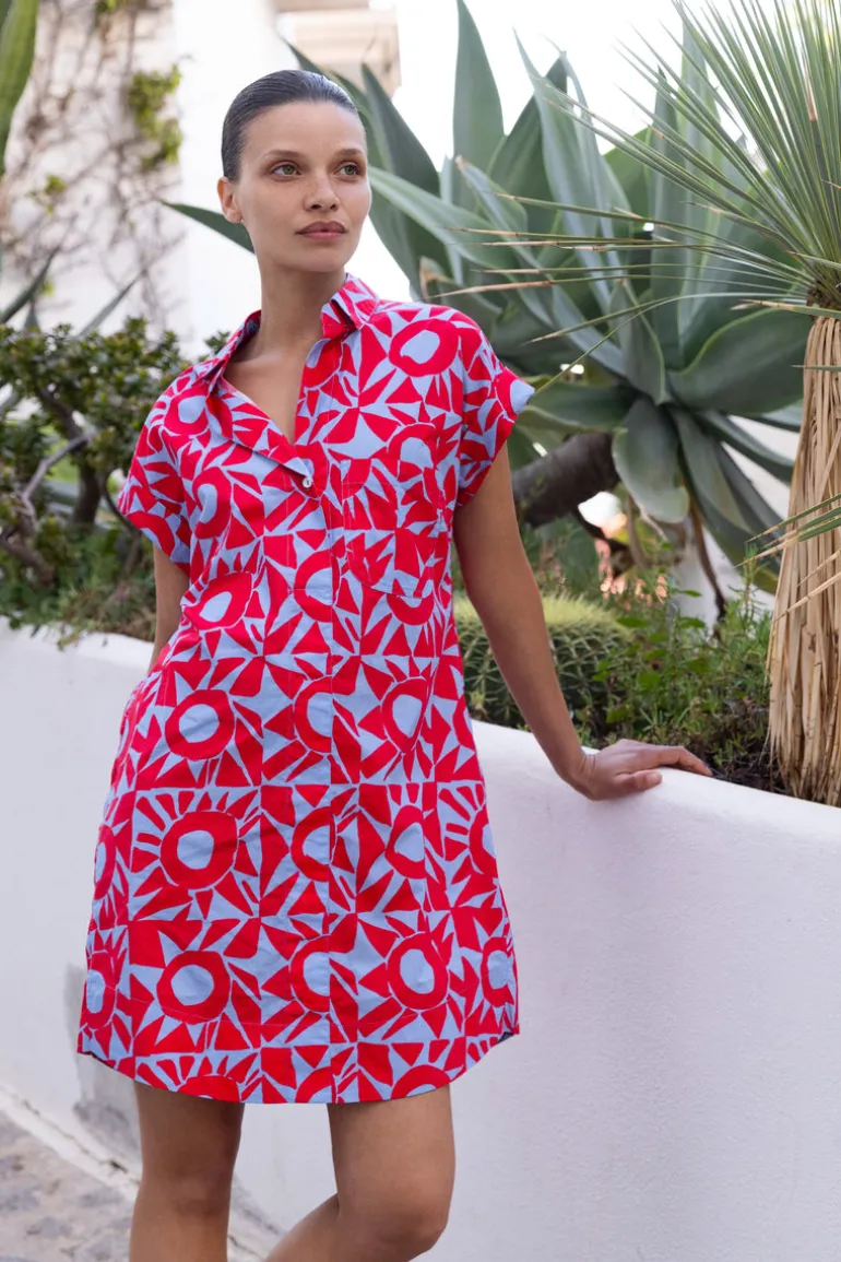 Shirt Dress Mini- Eclipse Red