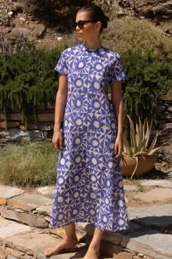 Short Sleeve Shift Maxi- Eclipse Blue