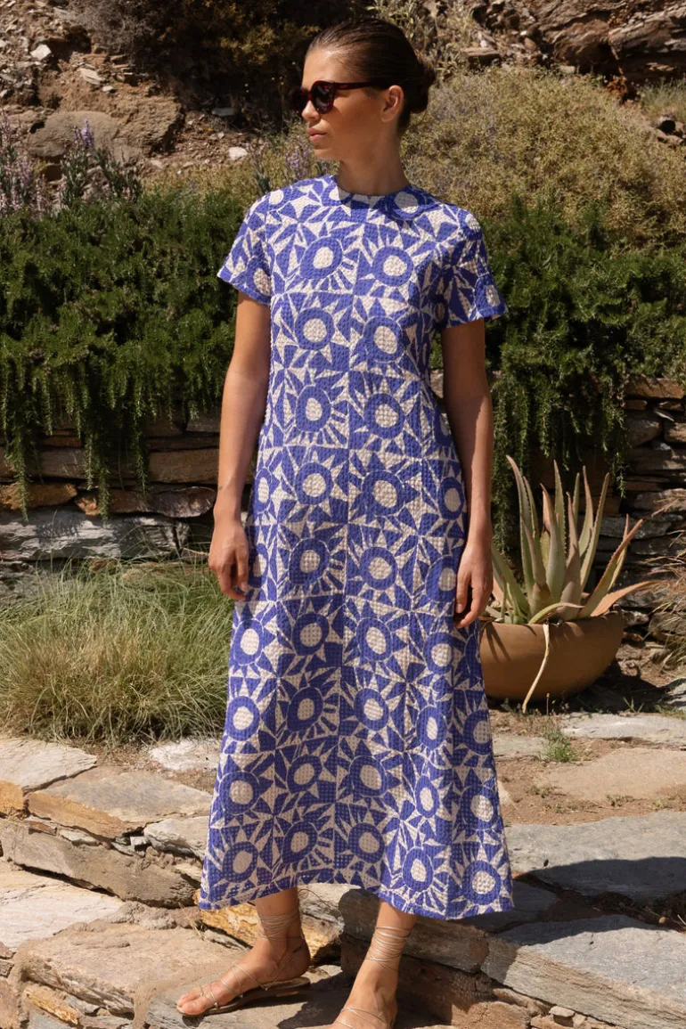 Short Sleeve Shift Maxi- Eclipse Blue