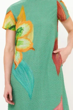 Short Sleeve Shift Maxi- Hibiscus Sage